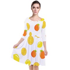 Fruits,orange Quarter Sleeve Waist Band Dress by nateshop