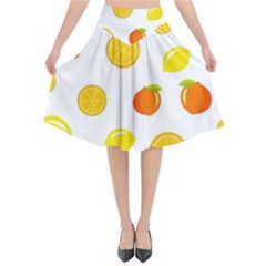 Fruits,orange Flared Midi Skirt by nateshop