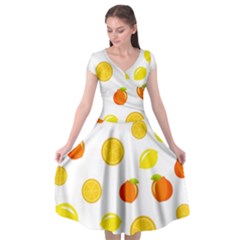 Fruits,orange Cap Sleeve Wrap Front Dress by nateshop