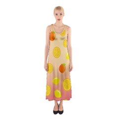 Fruits-gradient,orange Sleeveless Maxi Dress