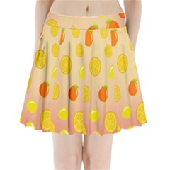 Fruits-gradient,orange Pleated Mini Skirt by nateshop