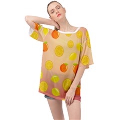 Fruits-gradient,orange Oversized Chiffon Top by nateshop