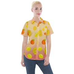 Fruits-gradient,orange Women s Short Sleeve Pocket Shirt