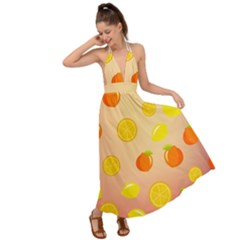 Fruits-gradient,orange Backless Maxi Beach Dress by nateshop