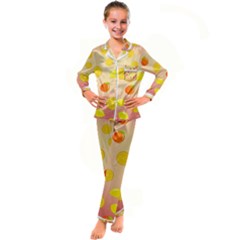 Fruits-gradient,orange Kid s Satin Long Sleeve Pajamas Set by nateshop