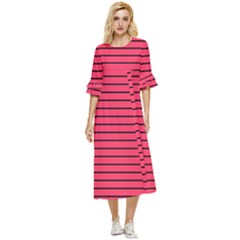 Colors,lines Double Cuff Midi Dress by nateshop