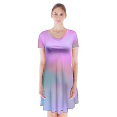 Cosmos Short Sleeve V-neck Flare Dress by nateshop