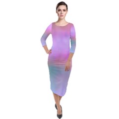 Cosmos Quarter Sleeve Midi Velour Bodycon Dress by nateshop