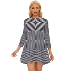 Diagonal Long Sleeve Babydoll Dress