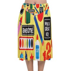 Fabric 1 Velvet Flared Midi Skirt by nateshop
