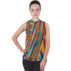 Fabric-2 Mock Neck Chiffon Sleeveless Top by nateshop