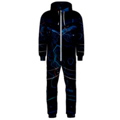 Earth Map Futuristic Globe Hooded Jumpsuit (men) by danenraven