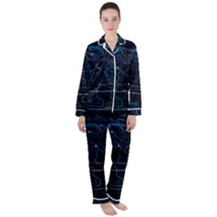 Earth Map Futuristic Globe Satin Long Sleeve Pajamas Set