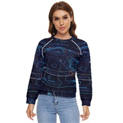 Earth Map Futuristic Globe Women s Long Sleeve Raglan Tee