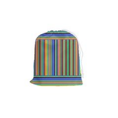Abstract Stripe Pattern Rainbow Drawstring Pouch (small) by Wegoenart