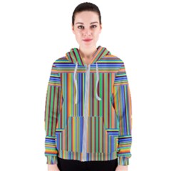 Abstract Stripe Pattern Rainbow Women s Zipper Hoodie