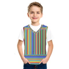 Abstract Stripe Pattern Rainbow Kids  Basketball Tank Top by Wegoenart