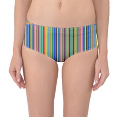 Abstract Stripe Pattern Rainbow Mid-waist Bikini Bottoms by Wegoenart