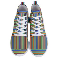 Abstract Stripe Pattern Rainbow Men s Lightweight High Top Sneakers by Wegoenart