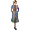 Abstract Stripe Pattern Rainbow Ruffle End Midi Chiffon Dress View2