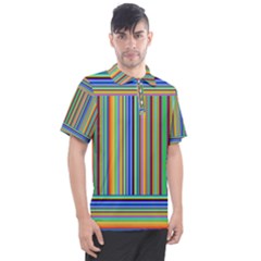 Abstract Stripe Pattern Rainbow Men s Polo Tee by Wegoenart