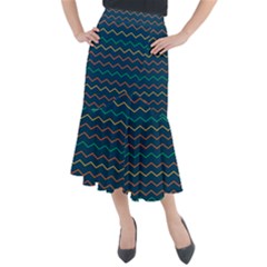 Pattern Zig Zag Colorful Zigzag Midi Mermaid Skirt by Wegoenart