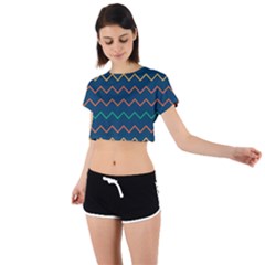 Pattern Zig Zag Colorful Zigzag Tie Back Short Sleeve Crop Tee