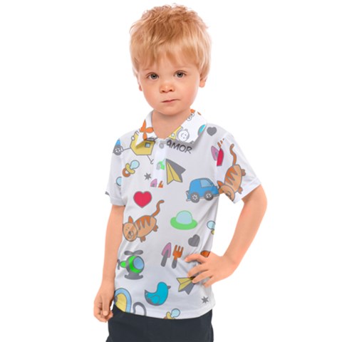 Children Pattern Cute Pattern Kids  Polo Tee by Wegoenart