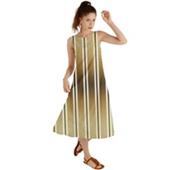 Green Background Line Pattern Summer Maxi Dress by Wegoenart