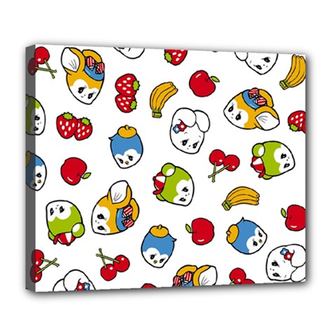 Illustration Vector Fruit Animal Cartoon Pattern Deluxe Canvas 24  X 20  (stretched) by Wegoenart