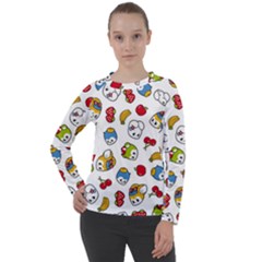 Illustration Vector Fruit Animal Cartoon Pattern Women s Long Sleeve Raglan Tee