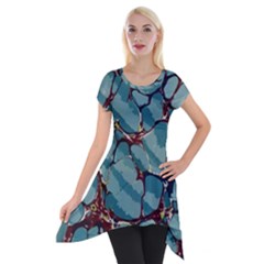 Marble Rock Pattern Texture Antique Short Sleeve Side Drop Tunic