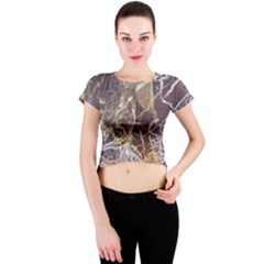 Marble Pattern Texture Rock Stone Surface Tile Crew Neck Crop Top