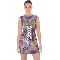 Marble Pattern Texture Rock Stone Surface Tile Lace Up Front Bodycon Dress by Ravend