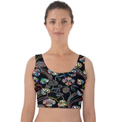 Floral Velvet Crop Top by nateshop