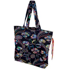 Floral Drawstring Tote Bag by nateshop