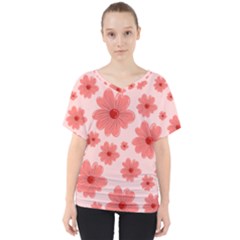 Flowers V-neck Dolman Drape Top