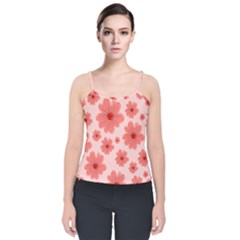 Flowers Velvet Spaghetti Strap Top by nateshop