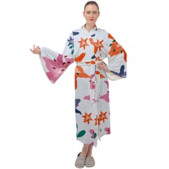 Flowers-5 Maxi Velour Kimono