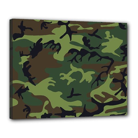 Green Brown Camouflage Canvas 20  X 16  (stretched) by nateshop