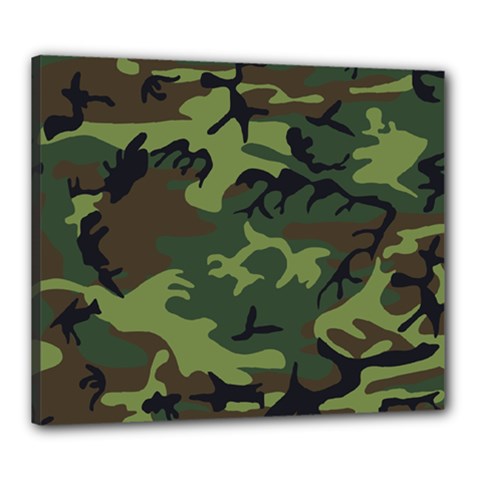 Green Brown Camouflage Canvas 24  X 20  (stretched)