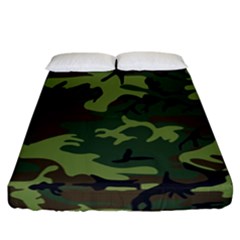 Green Brown Camouflage Fitted Sheet (california King Size) by nateshop