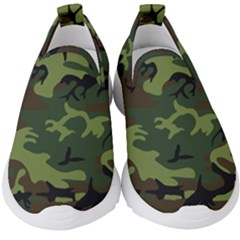 Green Brown Camouflage Kids  Slip On Sneakers by nateshop