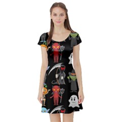 Halloween Short Sleeve Skater Dress by nateshop