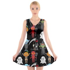 Halloween V-neck Sleeveless Dress by nateshop