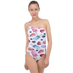 Ice Cream,strobery Classic One Shoulder Swimsuit