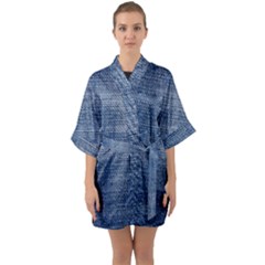 Jeans Half Sleeve Satin Kimono  by nateshop