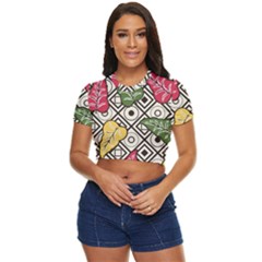 Leaves Side Button Cropped Tee by nateshop