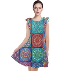 Mandala Art Tie Up Tunic Dress by nateshop