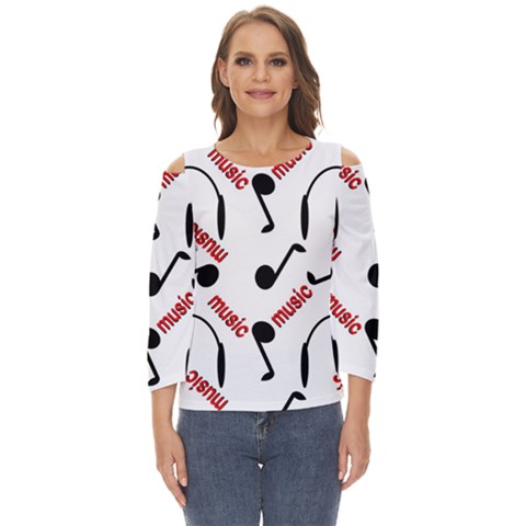 Music Cut Out Wide Sleeve Top by nateshop